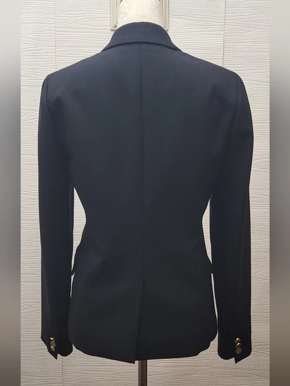 J.Crew Dover Italian Wool Double Breasted Blazer Navy Blue Gold Buttons Sz 6
